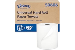 Kleenex Professional Universal Hard Roll Paper Towels, Bulk (50606), Hardwound 1.75" Core, Premium Absorbency Pockets, White 