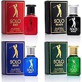 NovoGlow Solo 4-Piece Mini Fragrance Set for Men EDP - Solo Red, Blue, Black & Green - Combination of Woody, Citrus & Spicy Scents - Suitable For All Skin Types - Free of Paraben Each in 30ml Bottle