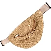 PRETYZOOM Straw Woven Bag Crossbody Fanny Pack Lightweight Summer Hip Pack for Outdoor Sports Running 12X6X1 Inch