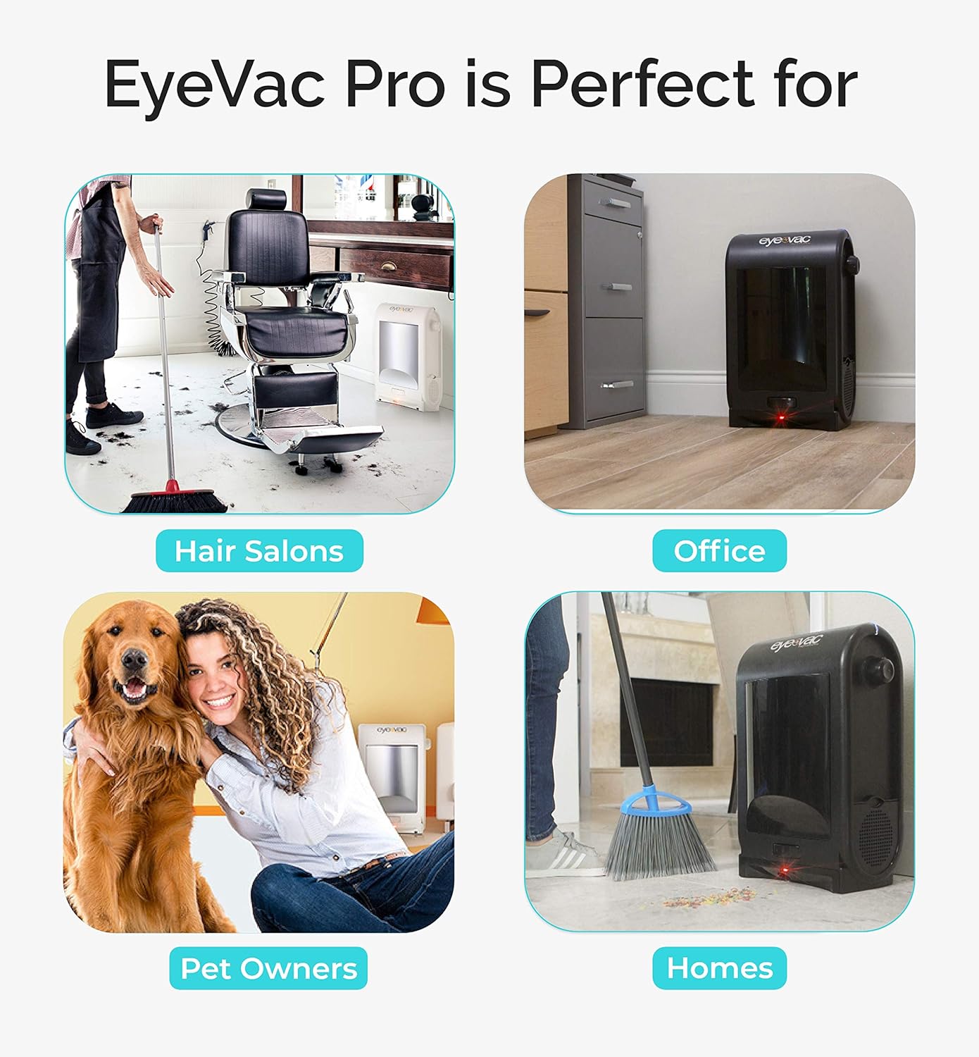 EyeVac PRO Touchless Stationary Vacuum - 1400 Watts Professional Vacuum with Active Infrared Sensors, High Efficiency Filtration, Bag-Less Canister (Tuxedo Black): Home & Kitchen