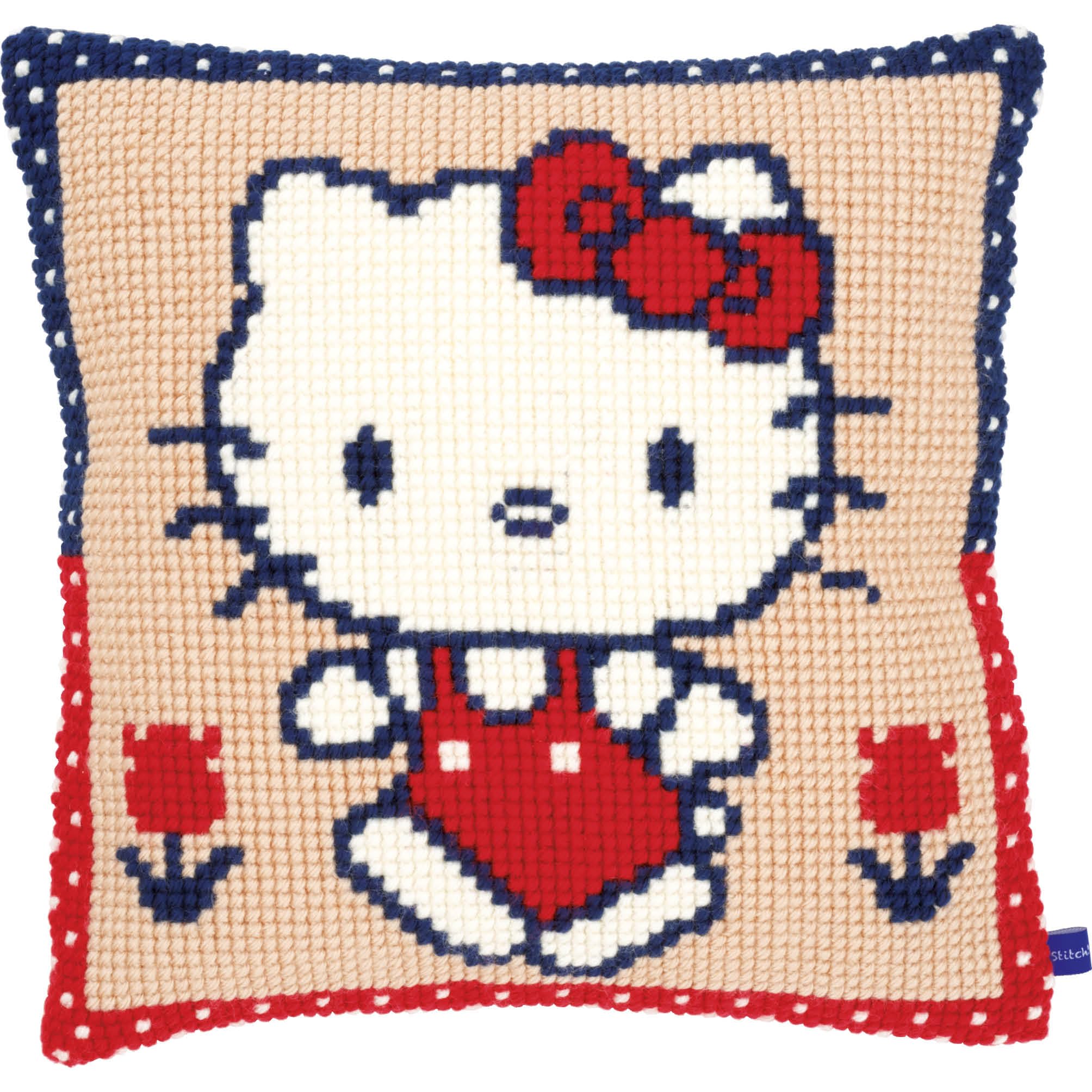 Vervaco Hello Kitty on a Walk Cross Stitch Cushion, Multi-Colour