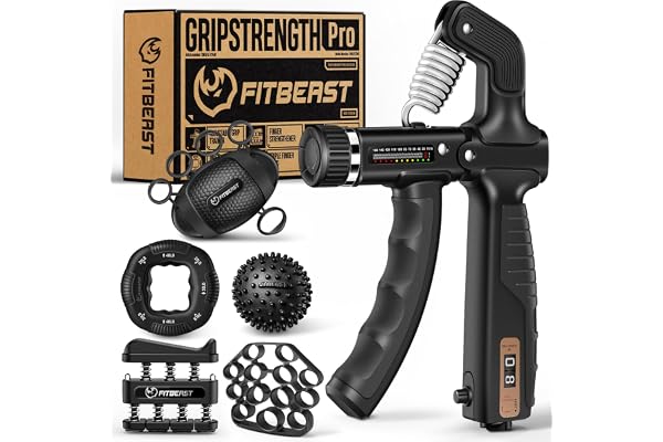 FitBeast Grip Strength Trainer, Hand Gripper Strengthener Kit - 6 Pack with Adjustable Resistance Forearm Strengthener, Forea