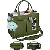 BESBESME Canvas Tote Bag for Women with Zipper & Compartments– Large Work & College Laptop Tote Crossbody Shoulder Bag