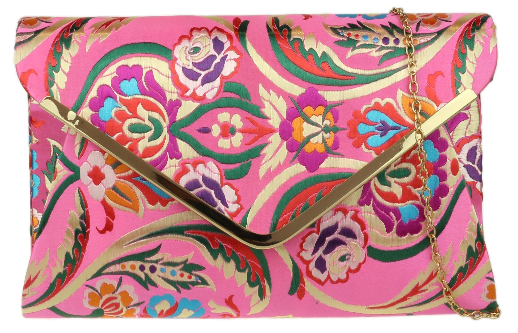 Girly Handbags Womens Baroque Flower Clutch Bag - Pink