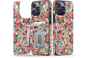 Goodon for iPhone 14 Pro Max Case Wallet - Flip Folio Leather Cover with Trendy Floral Design, 4 Card Slots & Kickstand Function, Protective Phone Case for Women and Girls - Flower Garden