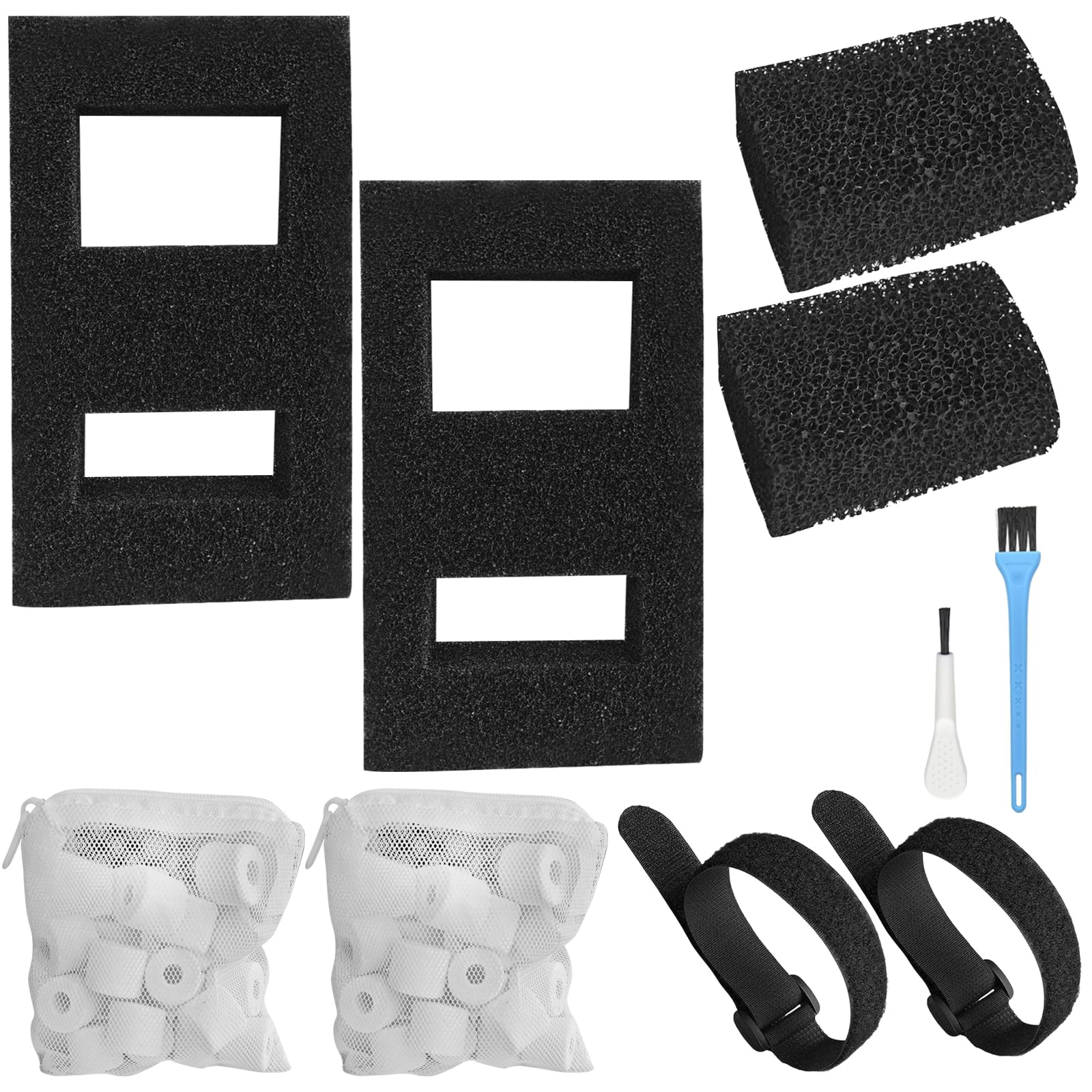 Photo 1 of tuvisin Filter Media Replacement Compatible with Fluval SPEC, EVO, Betta and Flex Desktop Aquarium, Includes 2 Carbon Filter Refills, 2 Foam Filter A1376, 2 Ceramic Rings and 2 Filter Cord