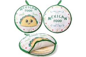 Cedilis 3 Pack Microwaveable Tortilla Warmer Pouch, 12 Inch Insulated Fabric Tortilla Holder Warmer, Keeps Warm for Corn Flour Taco Tortillas Bread Pancake