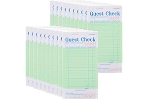 Stock Your Home Green Guest Check Books for Servers (20 Pack) Server Note Pads, Waiter Checkbook, Food Receipt Book, Restaurant Order Pad, Paper Checks, Waitress Accessories, 1000 Total Tickets
