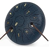 Amkoskr Rain Drum for Outside, 6 Inches 11 Notes Steel Tongue Drum C Major Steel Drum Instrument for Yoga, Meditation, Music