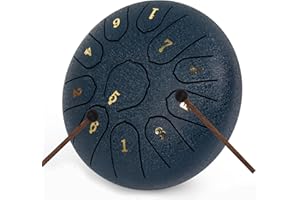 Amkoskr Rain Drum for Outside, 6 Inches 11 Notes Steel Tongue Drum C Major Steel Drum Instrument for Yoga, Meditation, Music 