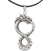 HAQUIL Dragon Necklace, Ouroboros Serpent Pendant, Dragon Jewelry Gift for Men and Women