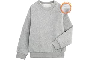 BIG ELEPHANT Boys Crewneck Sweatshirt Youth Fleece Sweatshirts Long Sleeve Basic Pullover Soft Warm Thin Fleece for Kids