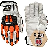 Cestus 3219, Goatskin Leather Impact Gloves, ANSI Cut A5, Heavy Duty Work Gloves for Construction Oilfield Demolition