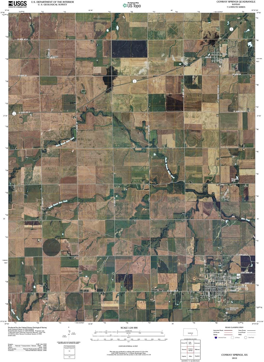 2010 Conway Springs, KS Kansas USGS Historical
