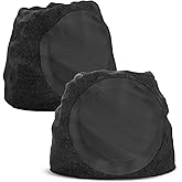 Outdoor Speakers Bluetooth Waterproof Patio Rock Speakers Waterproof Outdoor Bluetooth Wireless Solar Powered Ideal for Patio,Pool, Garden, Deck,Backyard (Black, 2 Pack)
