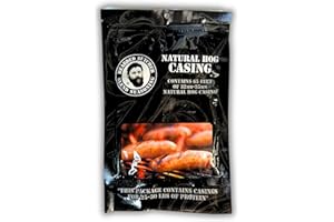 BEARDED BUTCHER BLEND SEASONING Bearded Butchers Natural Hog Casings 32-35mm (1.25–1.38") – Edible Sausage Casing for Up to 25–30 lbs of Protein – Resealable Bag for Easy Storage – Bratwurst, Italian, Polish, Hot Dogs – Pre-Flushed, Soak & Stuff