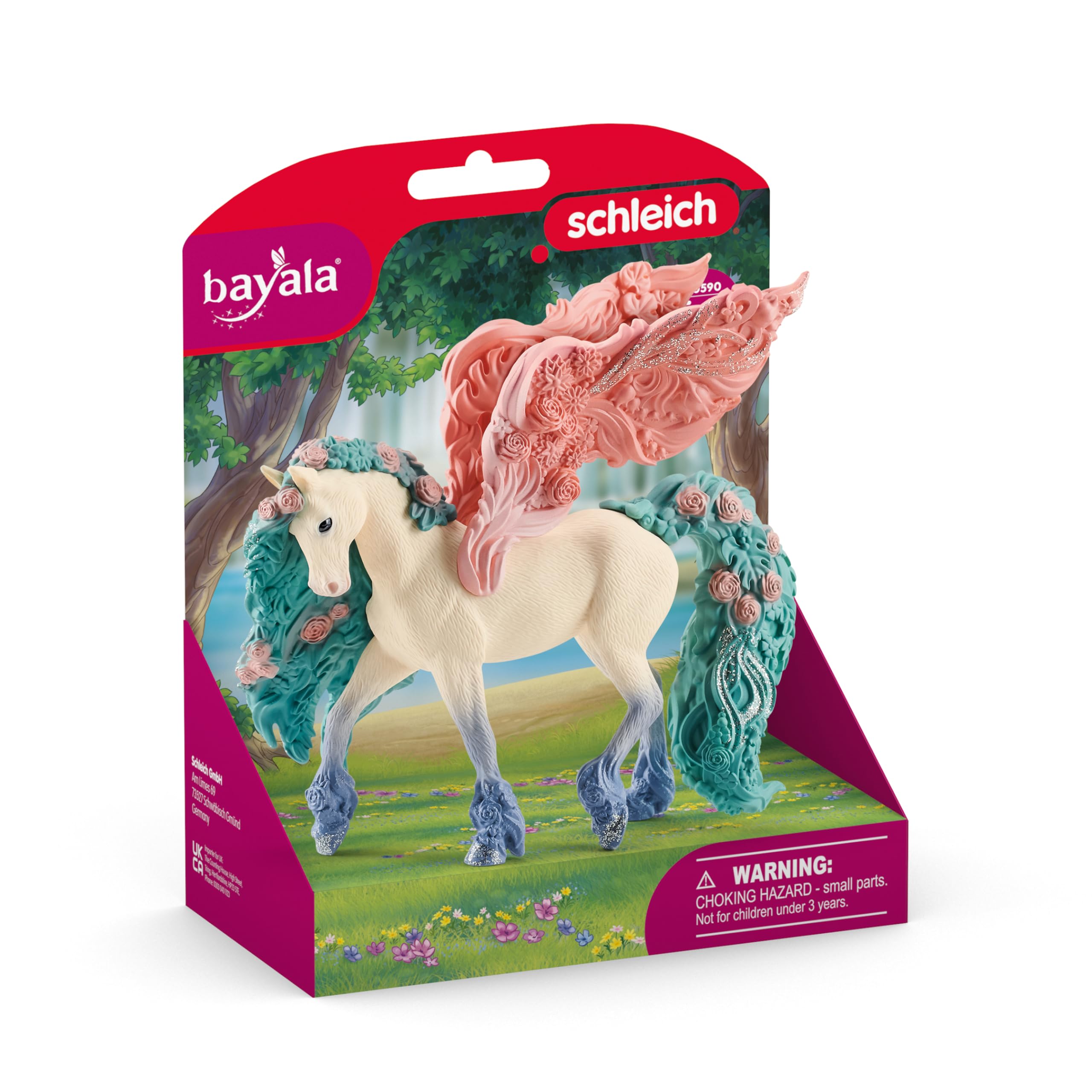SCHLEICH Bayala 70590 Majestic Sparkle Flower Pegasus - Magical Toy Figurine with Glittery Detail, Part of BAYALA Theme World – Toy Pegasus Gift for Girls, Boys, Kids Agess 5-12