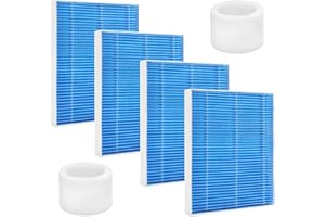 DerBlue 4pcs Wick Replacement Filter and 2pcsTop Fill Humidifier Replacement Filters Compatible with Superior 6000S Smart Evaporative Humidifier,high efficiency filter can last more than 6 months