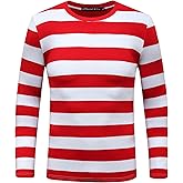 OThread & Co. Men's Long Sleeve Striped T-Shirt Basic Crew Neck Shirts