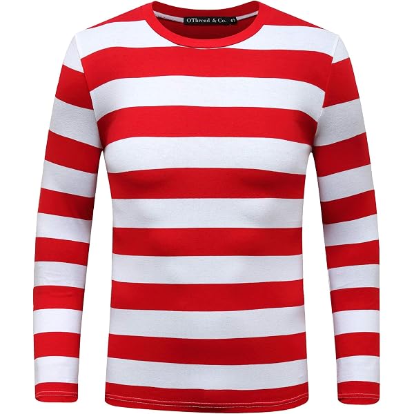 OThread & Co. Women's Long Sleeve Striped T-Shirt – Scoop Neck, 95% Modal, Waldo Costume Or Casual