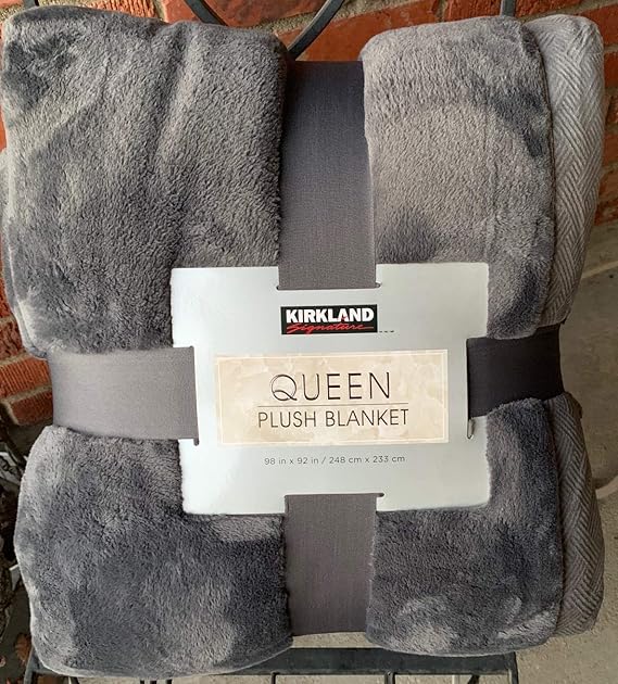 Gray Grey Kirkland Queen Plush Blanket 98 x 92 inches Super