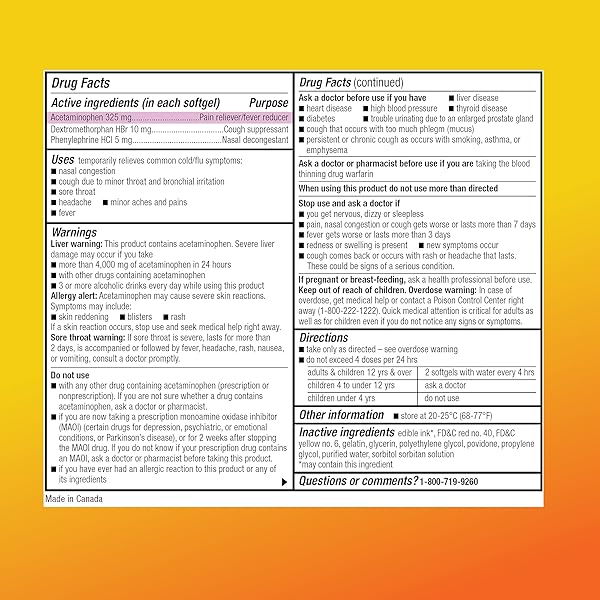 AMAZON BASIC CARE DAYTIME COLD AND FLU RELIEF SOFTGELS, NON-DROWSY MULTI-SYMPTOM RELIEF FOR PAIN, FEVER, HEADACHE, COUGH, SORE THROAT, NASAL CONGESTION, 24 COUNT