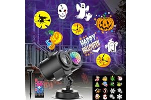 MUEISYTP Halloween Projector Lights Outdoor Indoor,15W Brighter HD 16 Patterns Halloween Decorations Outdoor Christmas Projector Lights Decoration Holiday Projectors for Outside House