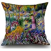 Swono Monet Painting Cotton Linen Throw Pillow Case Home Decorative Cushion Cover for Sofa Couch Bedding 18x18 Inches