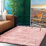 Goolela Pink Faux Sheepskin Fur Rug 5x7 Pink Fuzzy