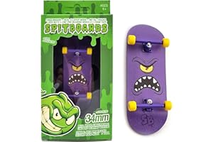 SPITBOARDS® 34mm x 96mm Pro Fingerboard Set-Up (Complete) | Real Wood Deck | Pro Trucks with Lock-Nuts and Pro Bushings | Polyurethane Pro Wheels with Bearings | Purple Face