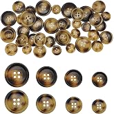 CANDEOLA 40-Pcs Mixed Resin Sewing Buttons | Blazer Buttons | Suits Coats Buttons for Sewing Crafts Clothes Decorations (2 Colors: Brown &amp; Coffee, 4 Sizes: 15mm, 18mm, 20mm, 25mm)