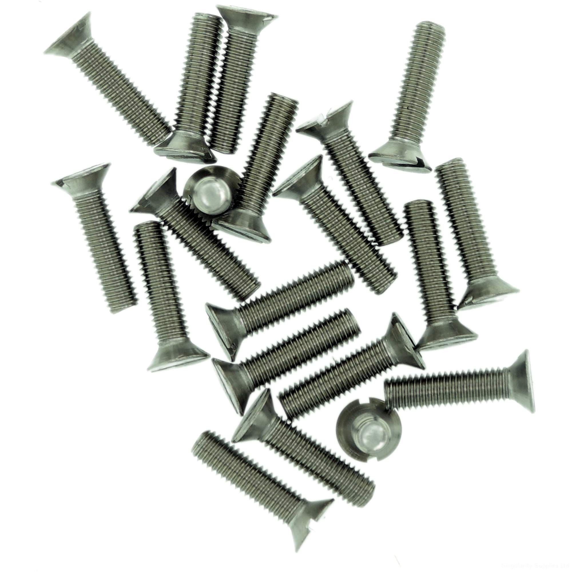 M2.5 (2.5mm x 6mm) Slot Countersunk Machine Screw (Bolt) - Stainless Steel (A2) (Pack of 20)