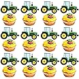 35 Pack Farm Tractor Cupcake Toppers Tractor Truck Car Cupcake Picks Tractor Card Cupcake Decorations for Construction Theme Baby Shower Boys Birthday Party Supplies Green