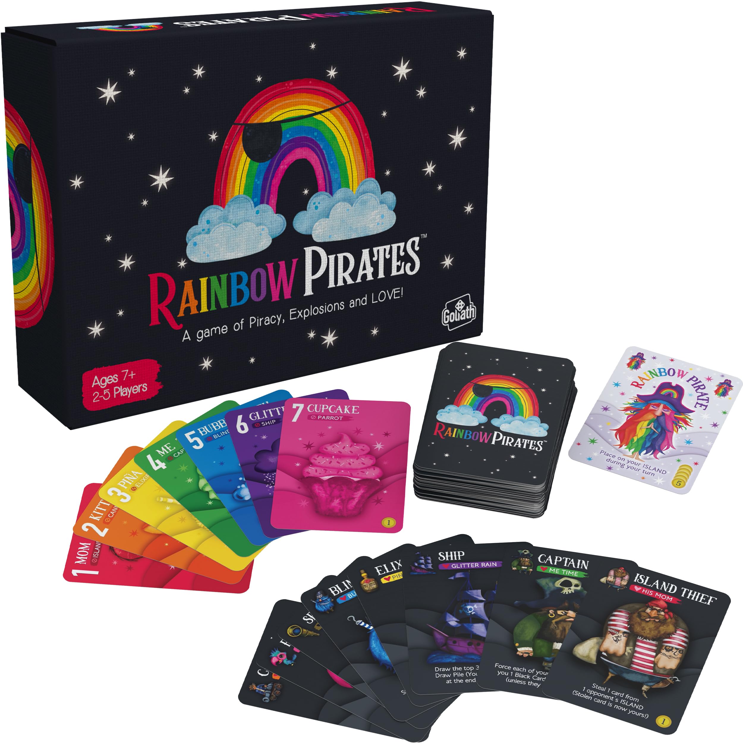Goliath Games Rainbow Pirates: A Game of Piracy, Explosions and Love! | Party Games | Card Games | For 2-5 Players | Ages 7+,Black