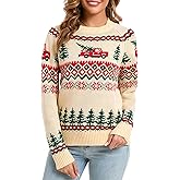 Women Thick Chunky Knit Sweater Trucks Snowflake Cedar Christmas Sweaters Holiday Pullover