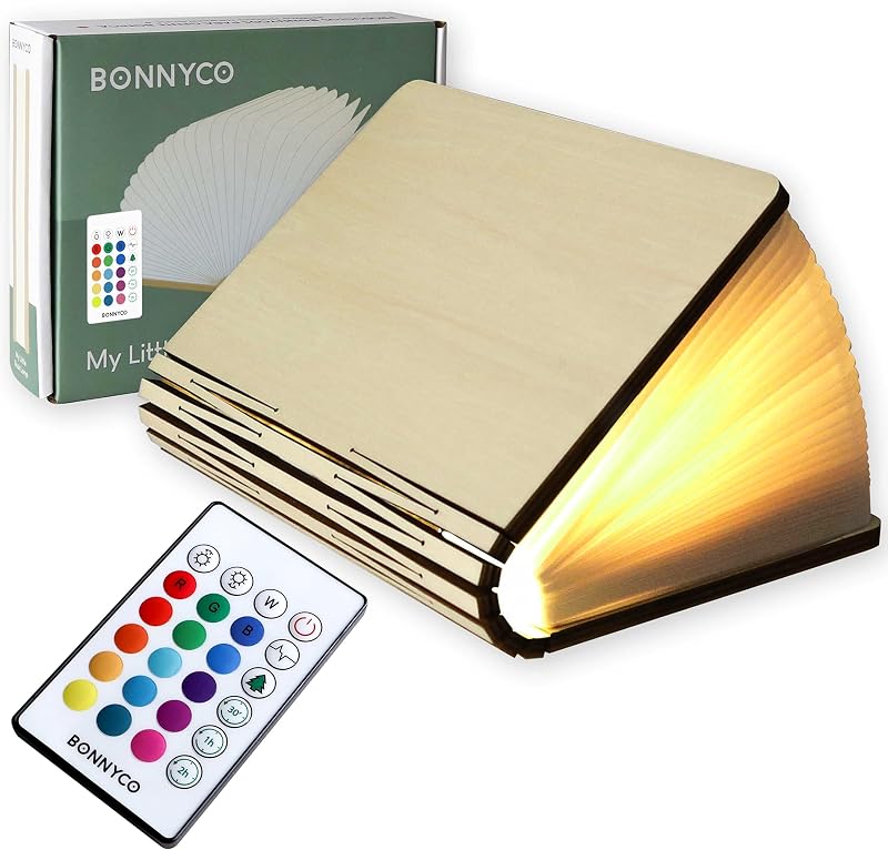 BONNYCO Led Book Light Wooden Folding Lamp with Remote 16 Colours Timer
