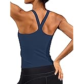 ATTRACO Women's Workout Tank Top Built in Bra Ribbed Athletic Tank Racerback Workout Top Scoop Neck