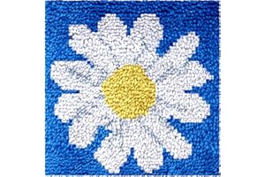 Numptain Latch Hook Kits for Kids,DIY Rug Crafts Daisy Pattern Color Printed Canvas,Latch Hook Kits for Beginners Handmade Needlework Crafts Home Decoration,12"x12"