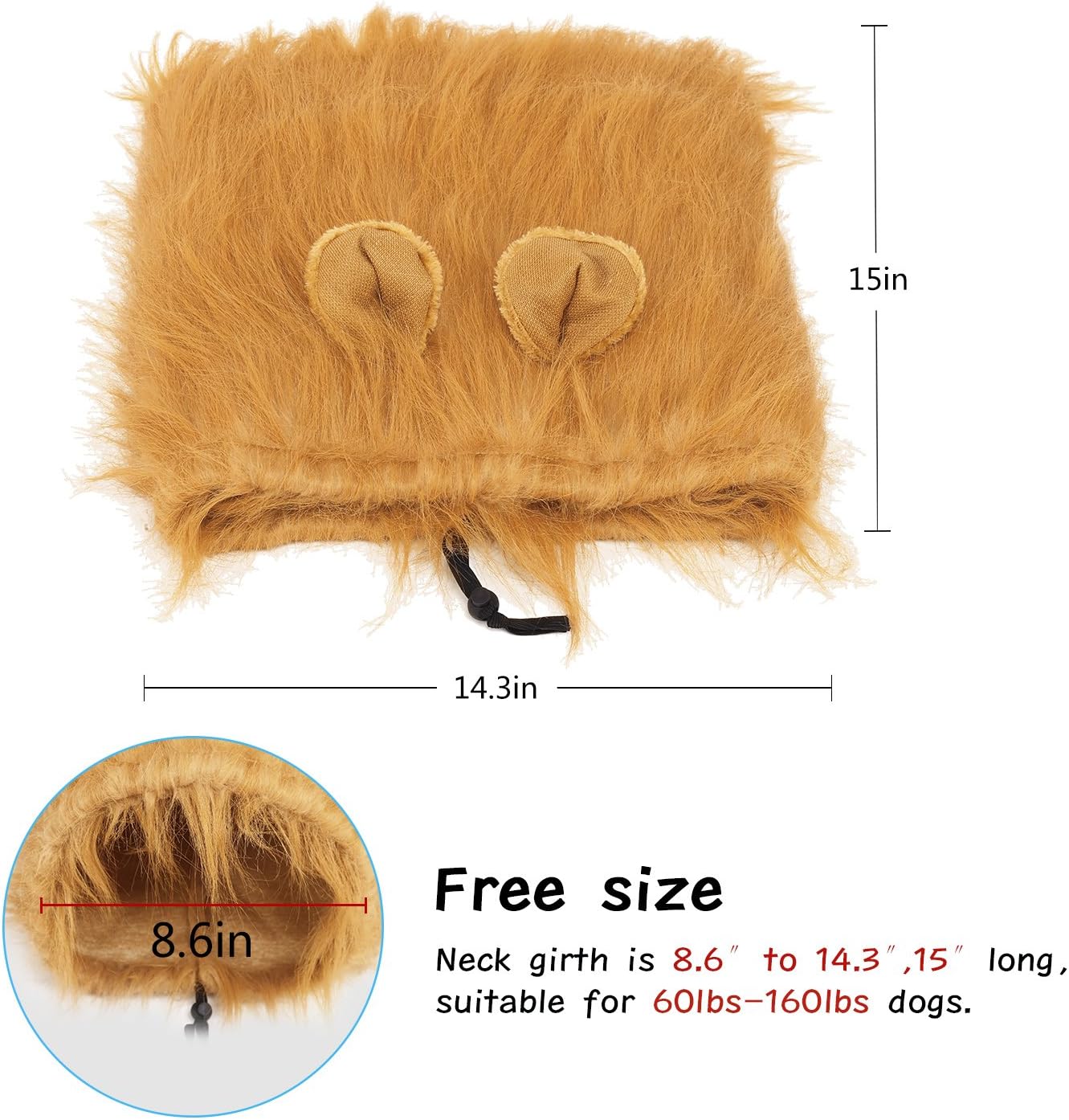 Lion Mane Dog Wig, Durable Brown Synthetic Fiber Comfortable Adjustable Elastic Versatile For Halloween Christmas Parties Photo Shoots - Image 5