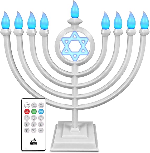 Ner Mitzvah LED Electric Hanukkah Menorah Color Changing LED Traditional Classic