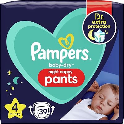 Pampers Baby Nappy Pants Size 4 39 Nappies Night Dry 12h Absorb