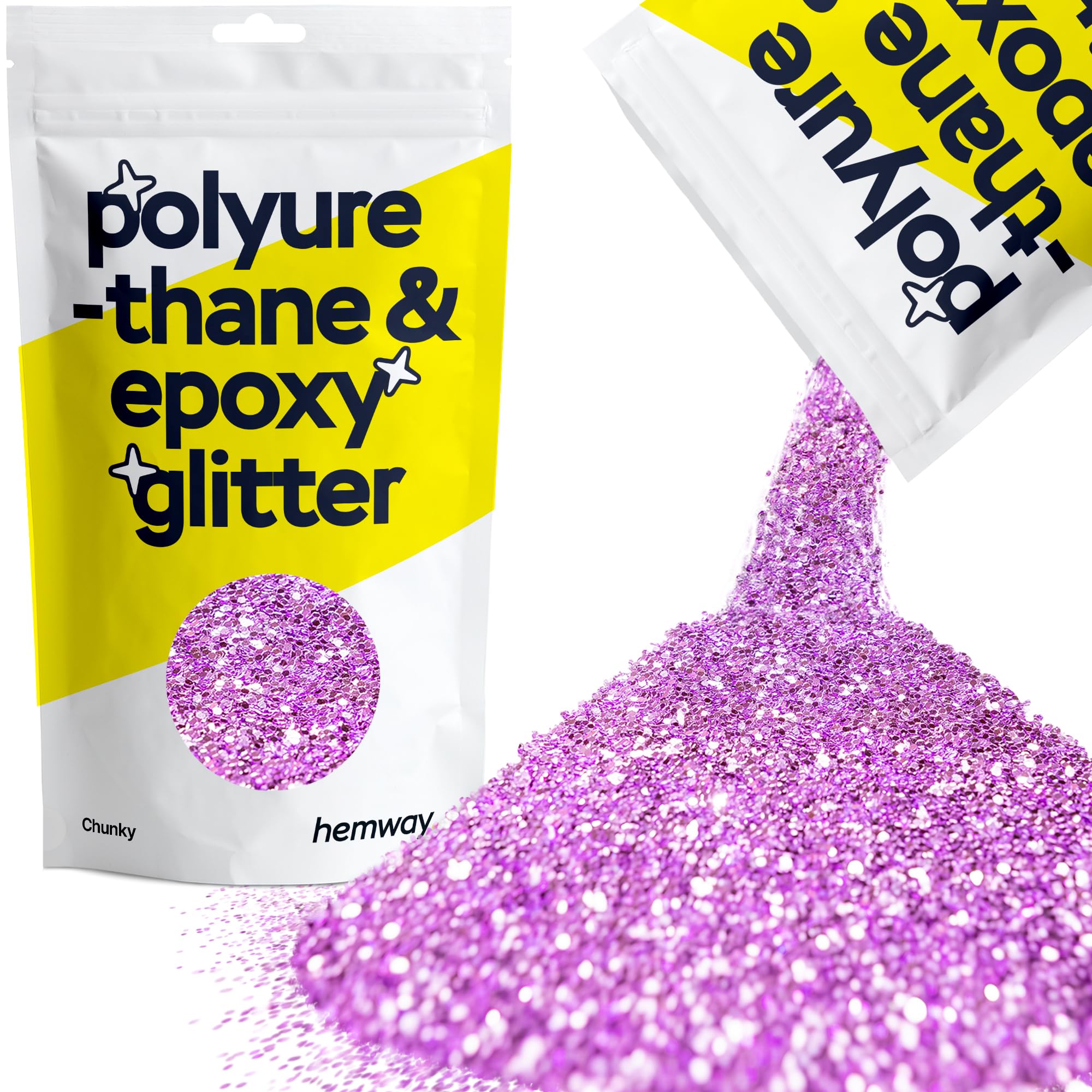 Hemway Resin Glitter Lavender Purple 100g Chunky | Polyurethane & Epoxy Glitter for Resin Crafts, Tumblers, Coasters, Floor & Table Art