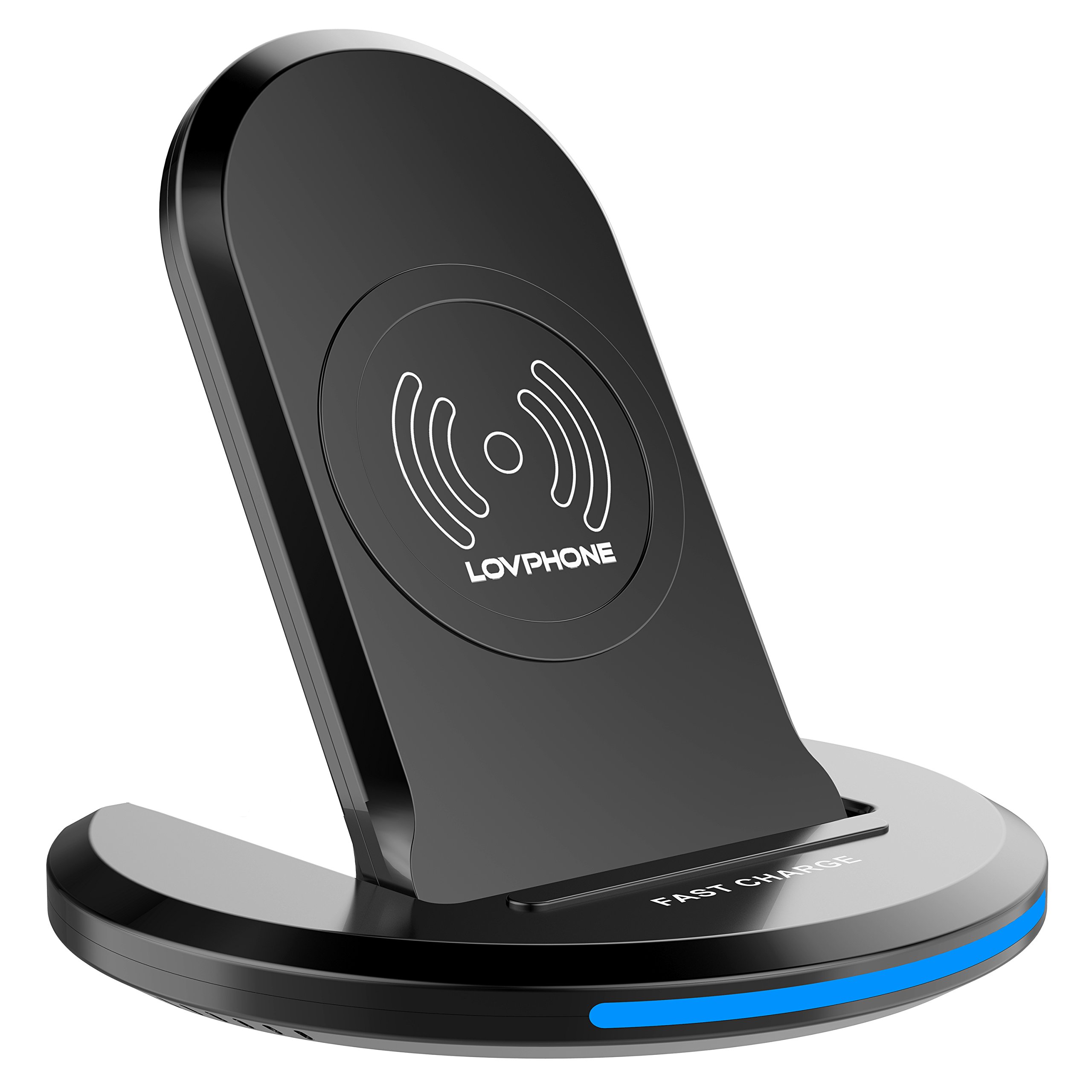 Fast Wireless Charger, QI Wireless Charging Pad Stand with LED Light, Overheat Protection