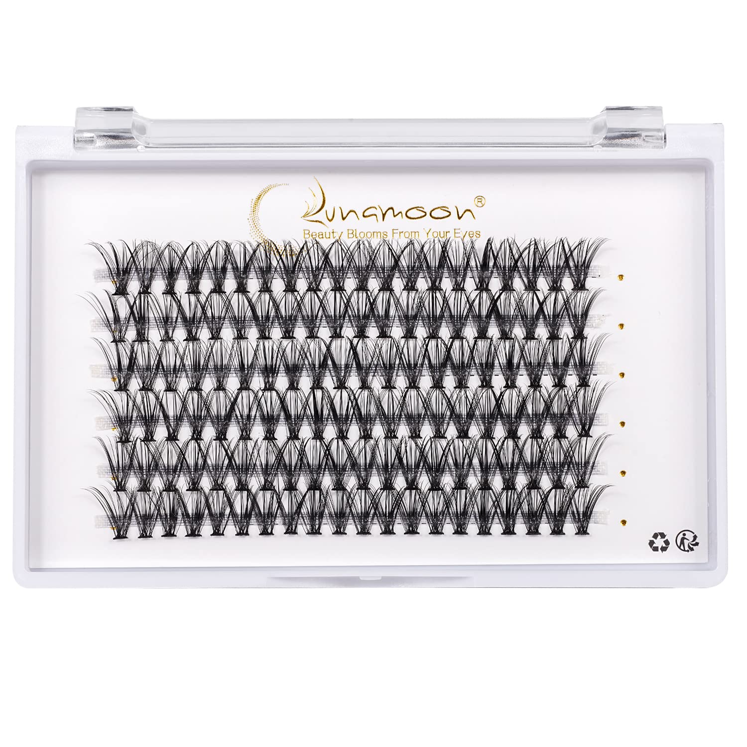 Lunamoon DIY Cluster Eyelashes, Individual Eyelashes for Eyelash Extension, DIY Individual Lashes, Clusters, Individual False Eyelashes, Cluster Lashes, DIY Eyelash Extension (30D-D-0.07, 12 mm x 6)