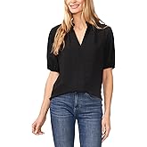 CeCe Womens Ruffle Neck Raglan Split Seam Blouse