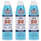 Coral Isles Sunscreen Spray SPF 50 - Hawaii Compliant - Oxybenzone & Octinoxate Free - Broad Spectrum - Water Resistant, 6 Fl Oz (Pack of 3)