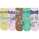 Bioworld Spongebob Squarepants Character Art Women's 5-Pair Ankle Socks