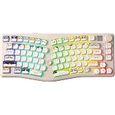 LEOBOG A75 Alice Keyboard, 75% Hot-Swappable Mechanical Keyboard with Knob &amp; Cat Keycaps, 2.4G/USB-C/BT5.0 Cute Gaming Keyboard for PC/Mac/Win/Andriod, Barbie Switch - White
