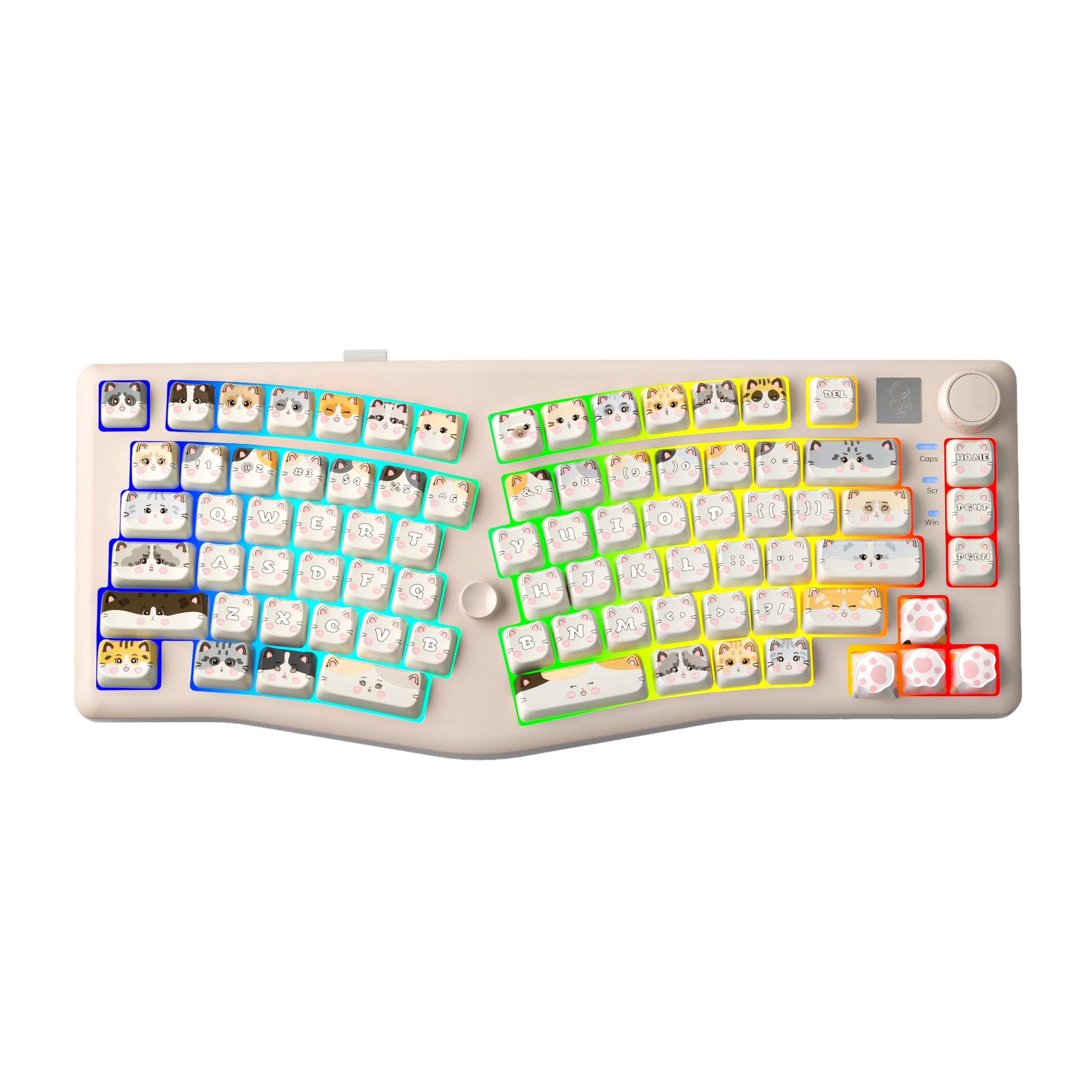 Photo 1 of LEOBOG A75 Alice Keyboard, 75% Hot-Swappable Mechanical Keyboard with Knob & Cat Keycaps, 2.4G/USB-C/BT5.0 Cute Gaming Keyboard for PC/Mac/Win/Andriod, Barbie Switch - White