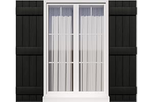 Ortus Collective Exterior Window Shutters - Weather-Resistant Polypropylene, Easy DIY Install - Board and Batten Shutters for Windows Outside, Vinyl, Brick, 14.5"W*25" H, Black